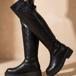 Marlene | Over-Knee Stiefel Damen Kunstleder Plateausohle Reissverschluss