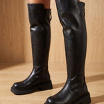 Marlene | Over-Knee Stiefel Damen Kunstleder Plateausohle Reissverschluss