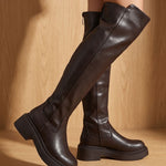 Marlene | Over-Knee Stiefel Damen Kunstleder Plateausohle Reissverschluss
