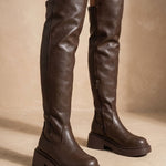 Marlene | Over-Knee Stiefel Damen Kunstleder Plateausohle Reissverschluss