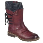 Marlene | Stiefel Damen Kunstleder Wadenhoch mit Rückenschnürung