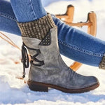 Marlene | Stiefel Damen Kunstleder Wadenhoch mit Rückenschnürung
