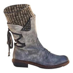 Marlene | Stiefel Damen Kunstleder Wadenhoch mit Rückenschnürung