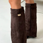 Marlene | Stiefeletten Damen Veloursleder Keilabsatz Spitze