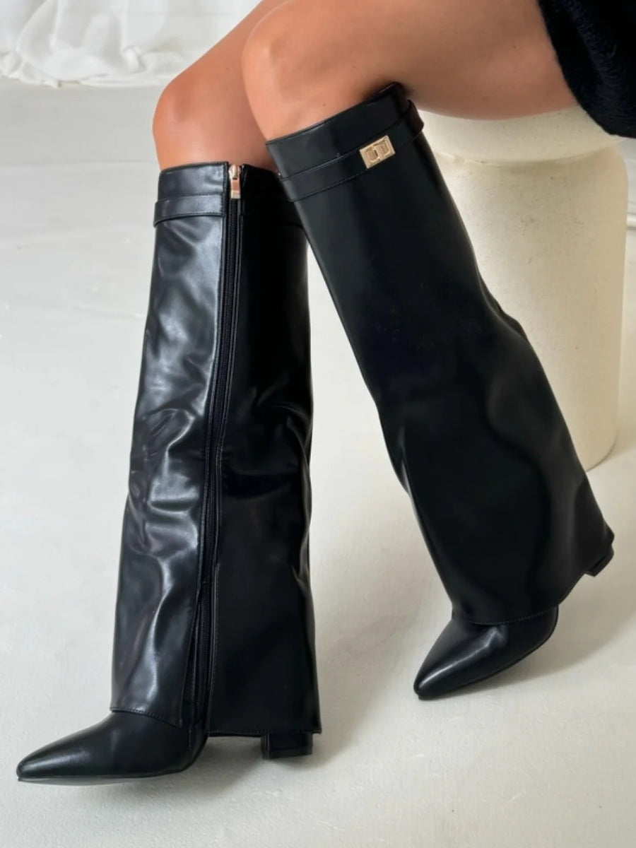 Marlene | Stiefeletten Damen Veloursleder Keilabsatz Spitze
