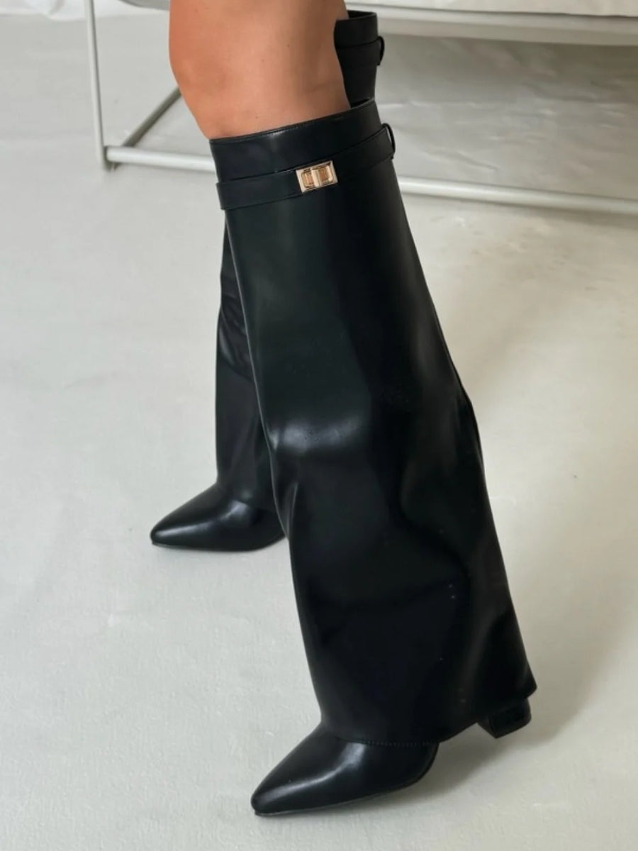 Marlene | Stiefeletten Damen Veloursleder Keilabsatz Spitze