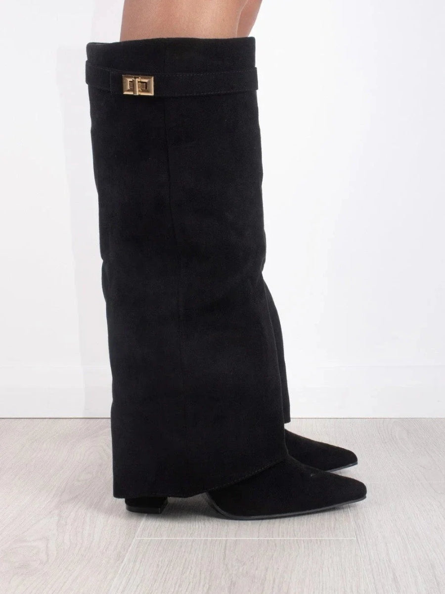 Marlene | Stiefeletten Damen Veloursleder Keilabsatz Spitze