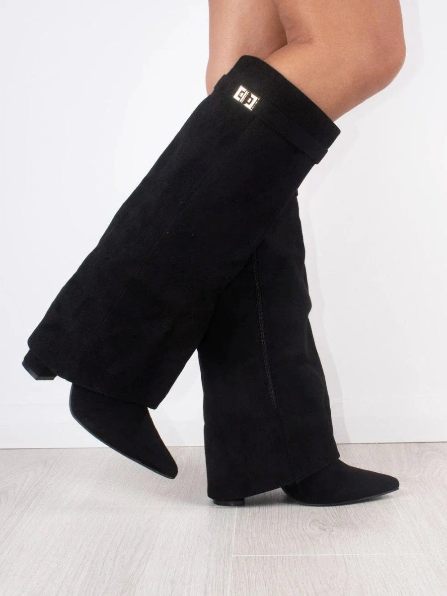 Marlene | Stiefeletten Damen Veloursleder Keilabsatz Spitze