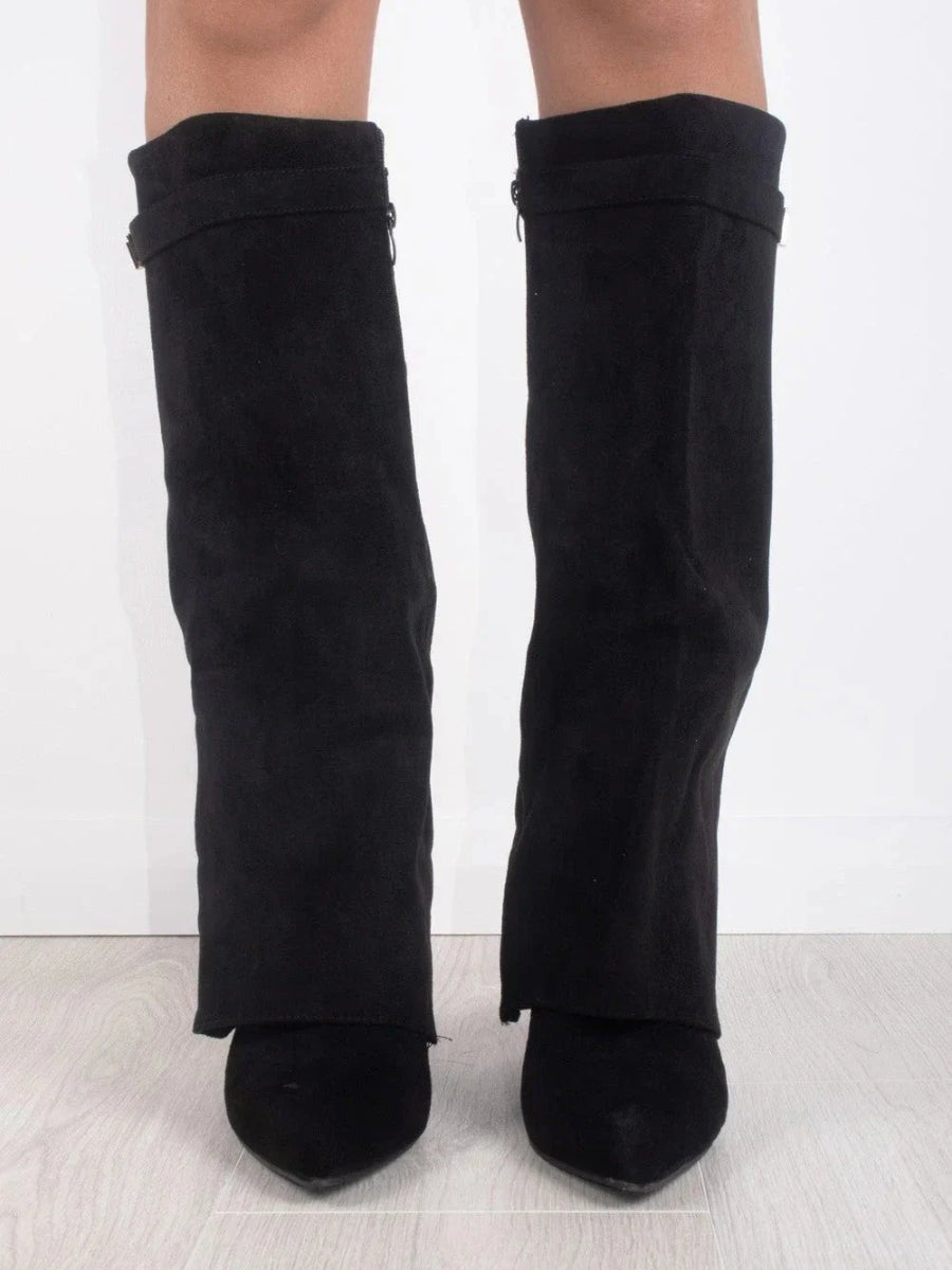 Marlene | Stiefeletten Damen Veloursleder Keilabsatz Spitze