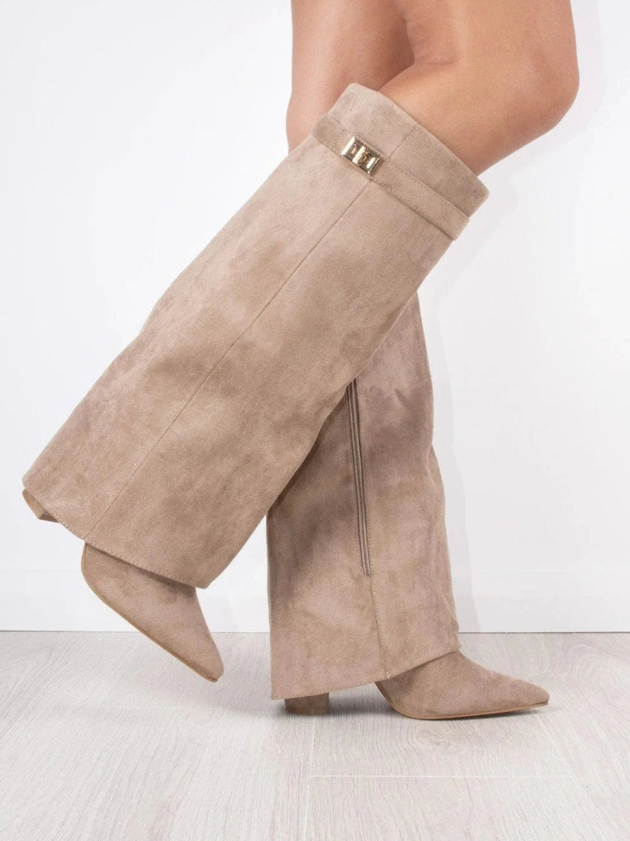 Marlene | Stiefeletten Damen Veloursleder Keilabsatz Spitze