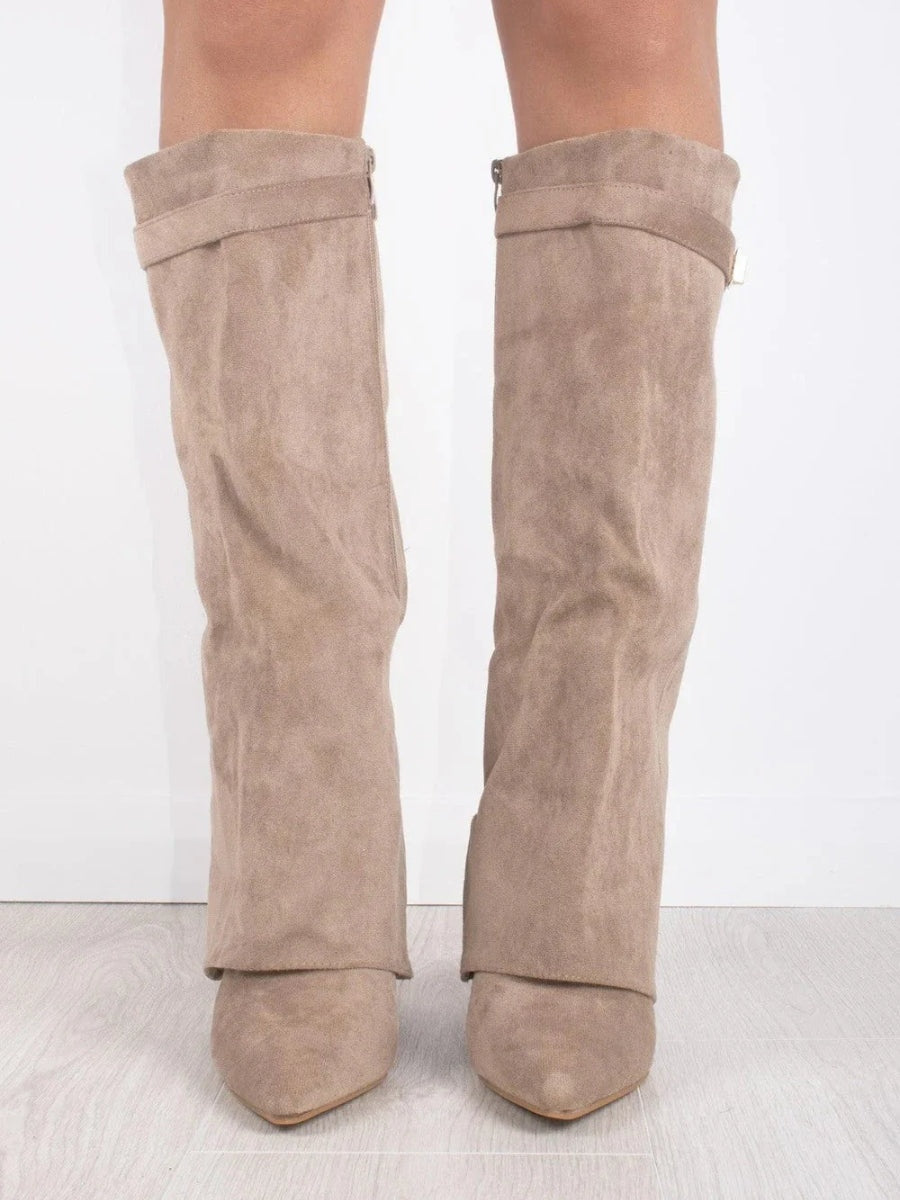 Marlene | Stiefeletten Damen Veloursleder Keilabsatz Spitze