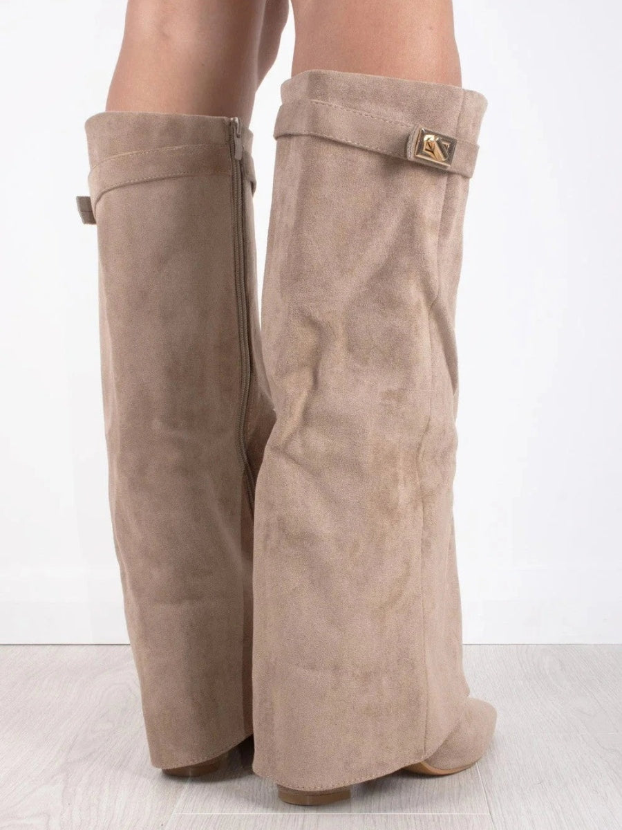 Marlene | Stiefeletten Damen Veloursleder Keilabsatz Spitze