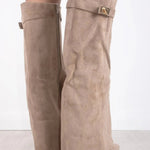Marlene | Stiefeletten Damen Veloursleder Keilabsatz Spitze