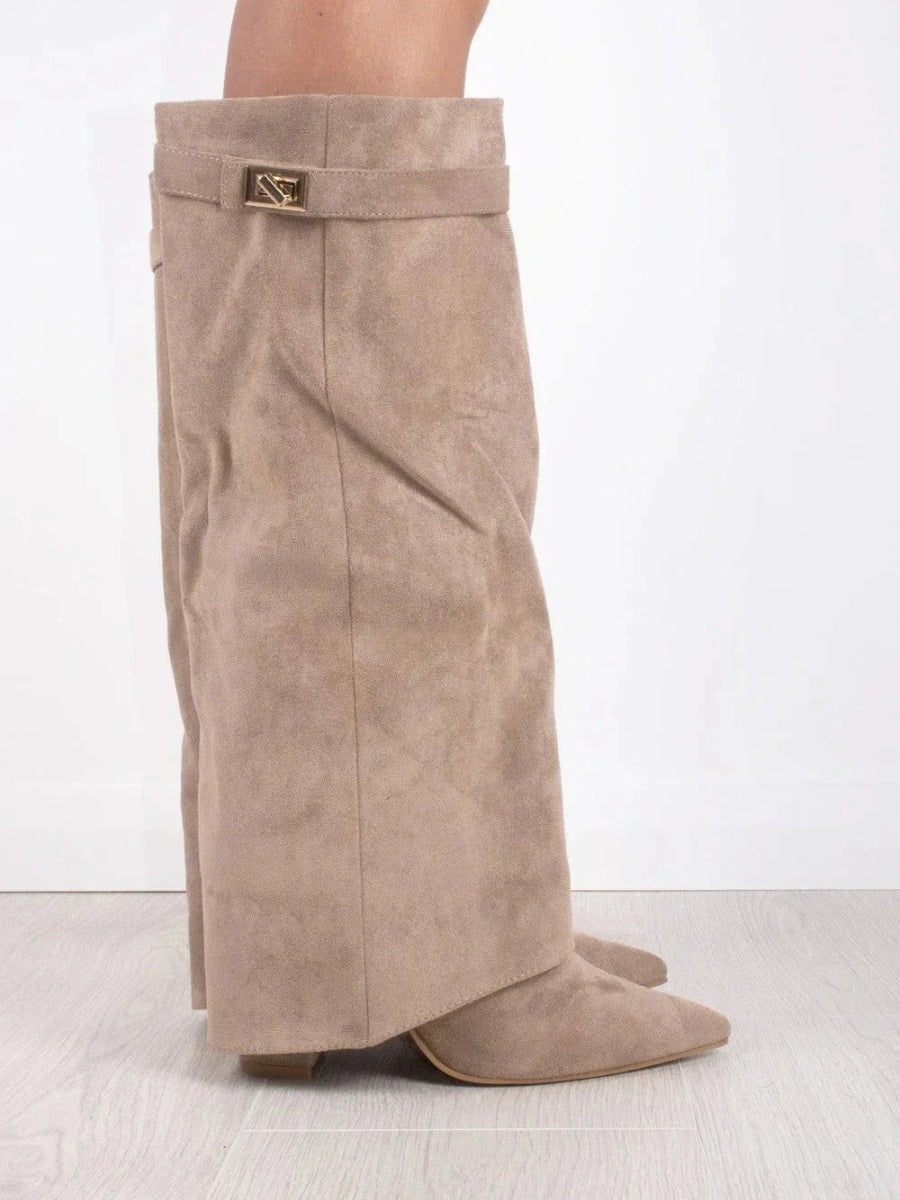 Marlene | Stiefeletten Damen Veloursleder Keilabsatz Spitze