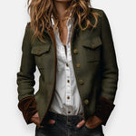 Marlies | Tweed Jacke Damen Fischgrat Strukturiert Knöpfe
