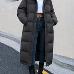 Mathilda | Lange Daunenjacke Damen mit Kapuze Steppjacke