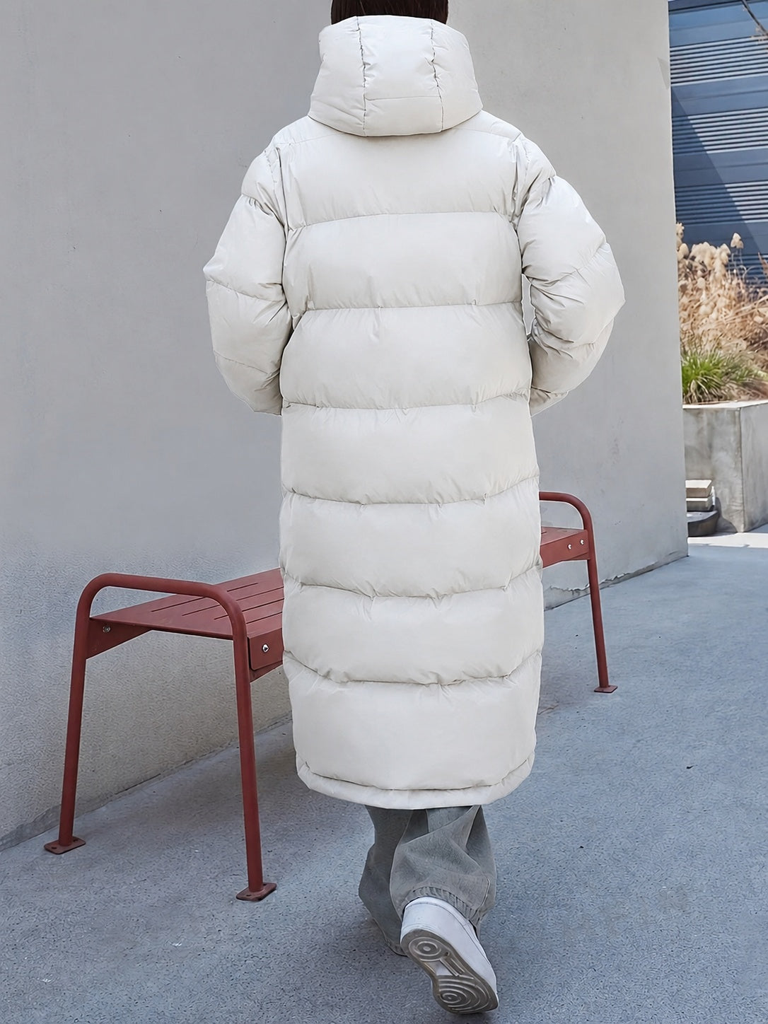 Mathilda | Lange Daunenjacke Damen mit Kapuze Steppjacke