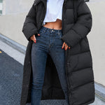 Mathilda | Lange Daunenjacke Damen mit Kapuze Steppjacke