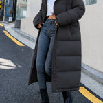 Mathilda | Lange Daunenjacke Damen mit Kapuze Steppjacke