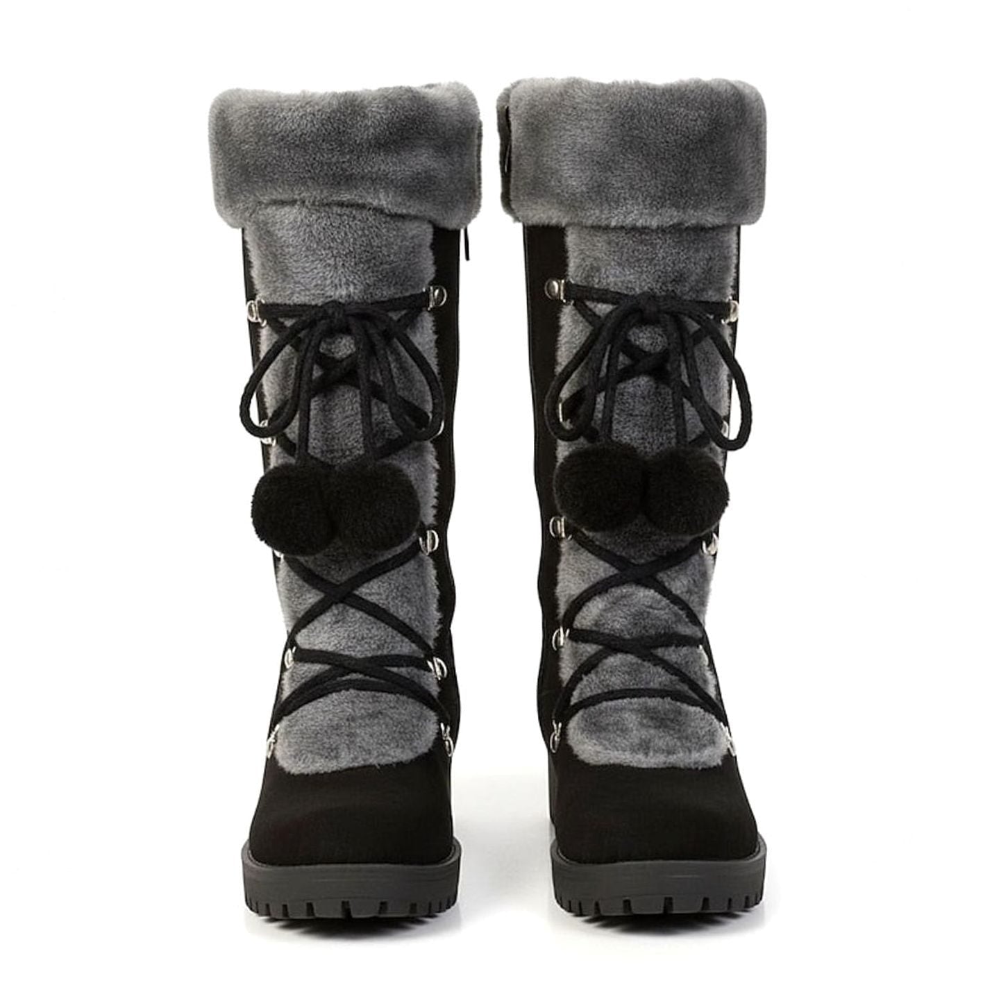 Mathilda | Schneestiefel Damen Fellbesatz Schnürung Wadenhoch