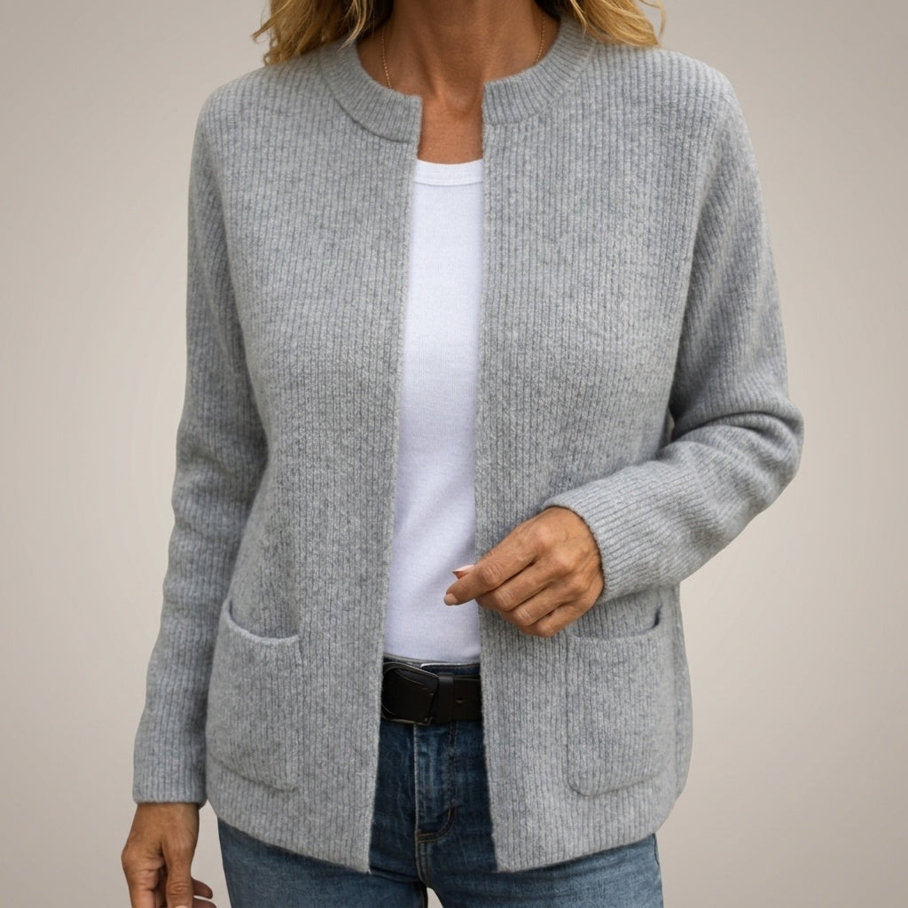Mathilda | Strickjacke aus Rippstrick Offen Damen mit Taschen