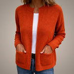 Mathilda | Strickjacke aus Rippstrick Offen Damen mit Taschen