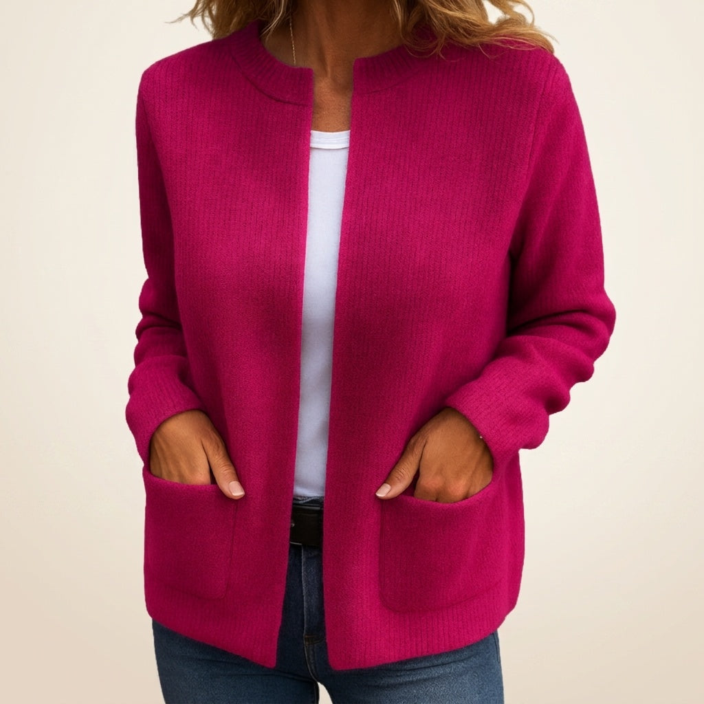 Mathilda | Strickjacke aus Rippstrick Offen Damen mit Taschen