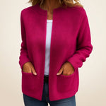 Mathilda | Strickjacke aus Rippstrick Offen Damen mit Taschen