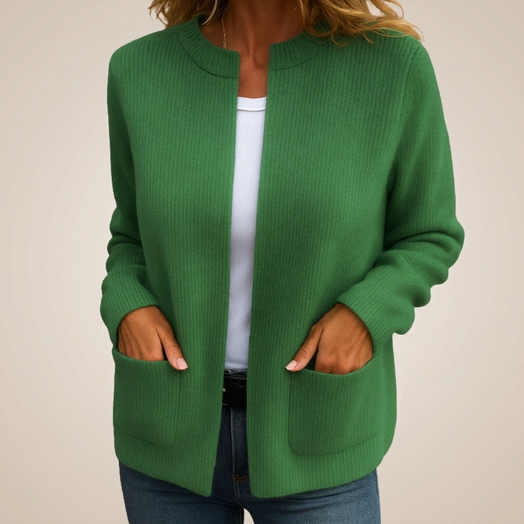 Mathilda | Strickjacke aus Rippstrick Offen Damen mit Taschen