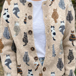 Mathilda | Strickjacke mit Katzenmotiv Damen Grobstrick Rundhals