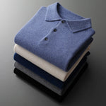 Matthias | Kaschmir Polo Pullover Herren Langarm Strickpullover