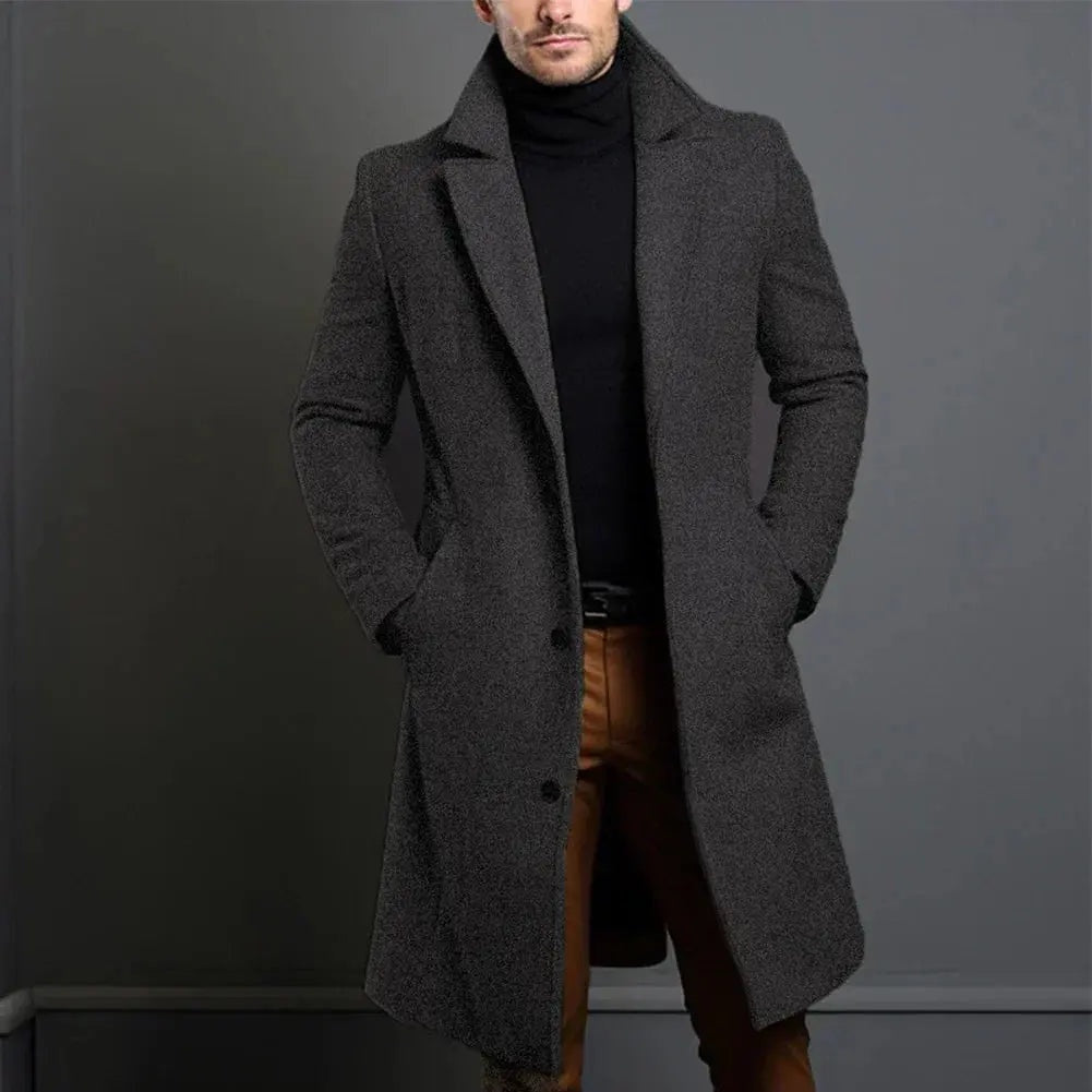 Matthias | Langer Mantel Herren Slim Fit mit Reverskragen