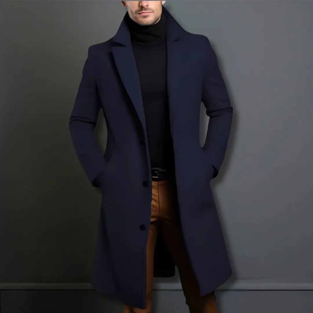 Matthias | Langer Mantel Herren Slim Fit mit Reverskragen
