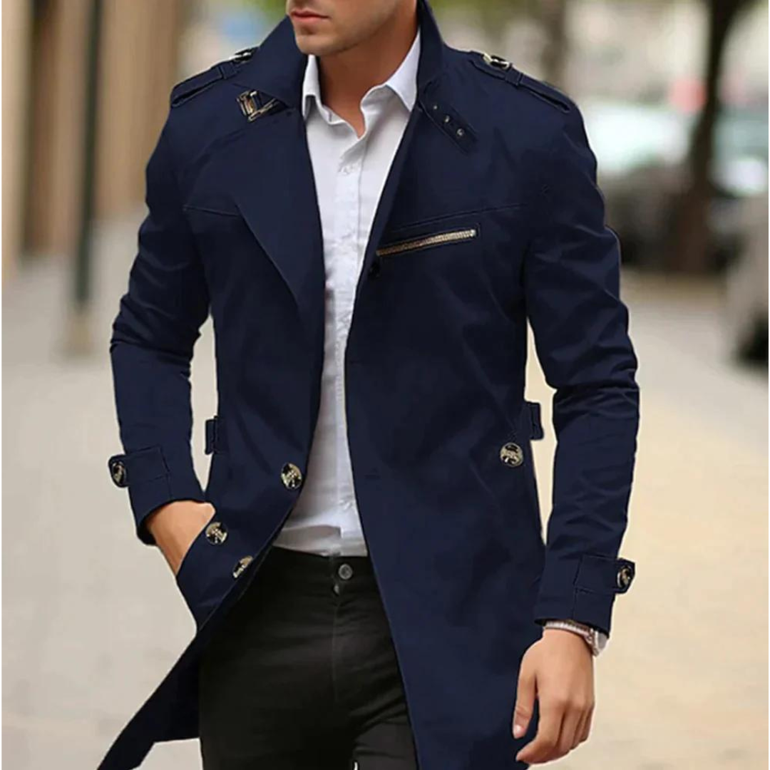 Maximilian | Trenchcoat Herren Slim Fit Schulterklappen