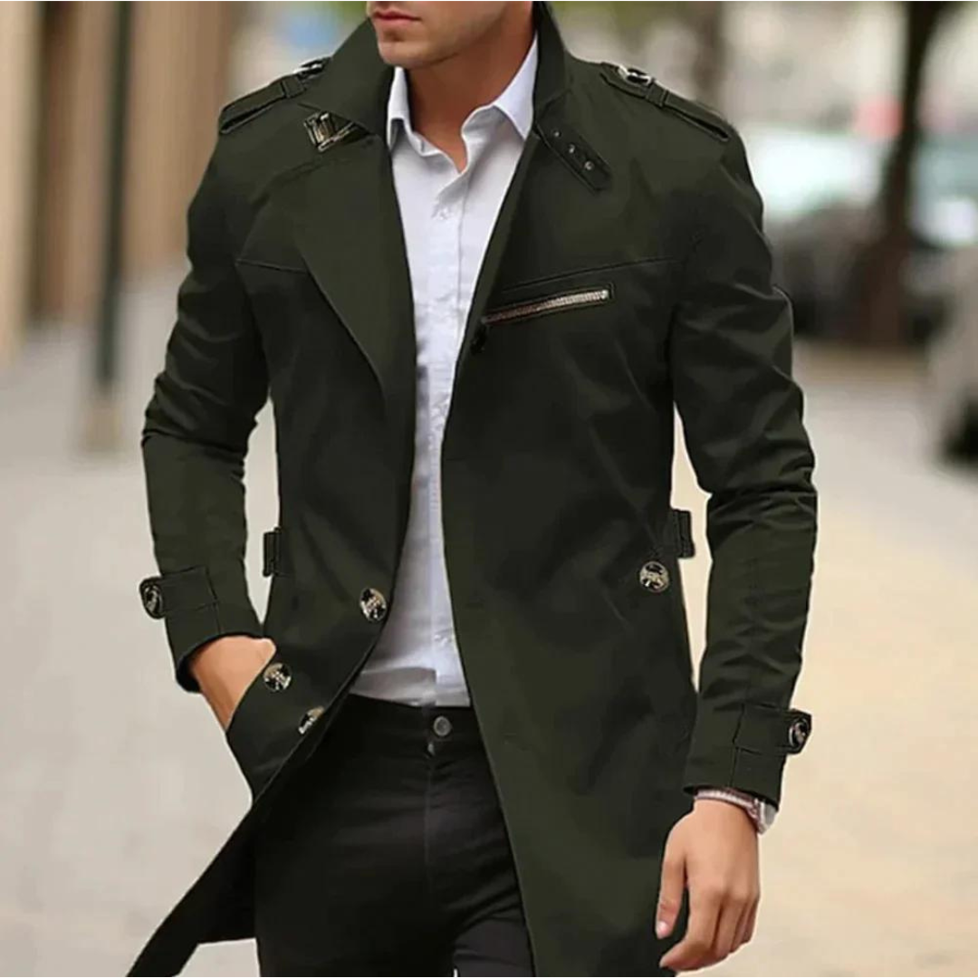 Maximilian | Trenchcoat Herren Slim Fit Schulterklappen
