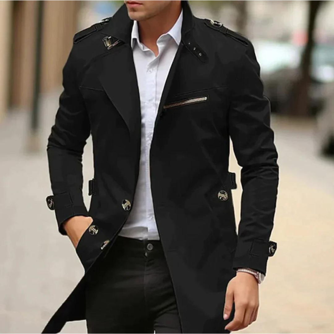 Maximilian | Trenchcoat Herren Slim Fit Schulterklappen
