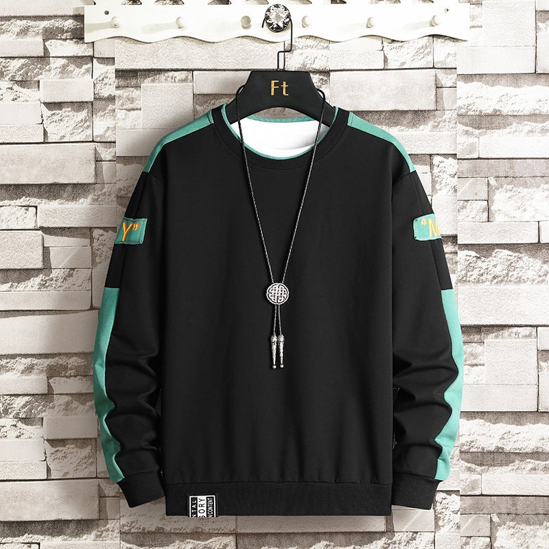 Moritz | Sweatshirt aus Baumwolle Herren Rundhals mit Kontrastärmeln