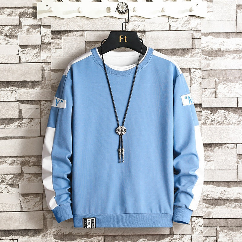 Moritz | Sweatshirt aus Baumwolle Herren Rundhals mit Kontrastärmeln
