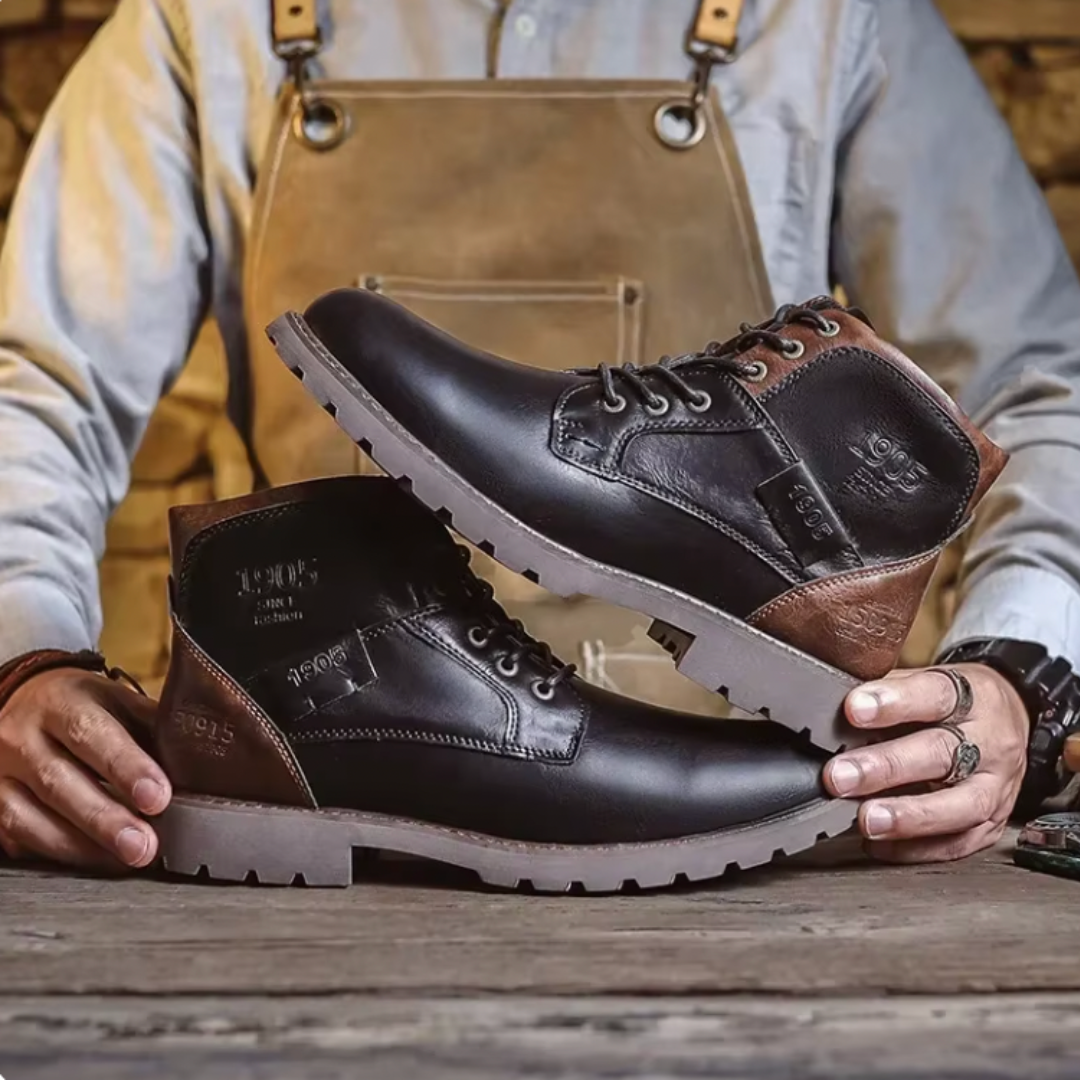 Moritz | Vintage Lederstiefel Herren Schnürstiefel mit Profilsohle
