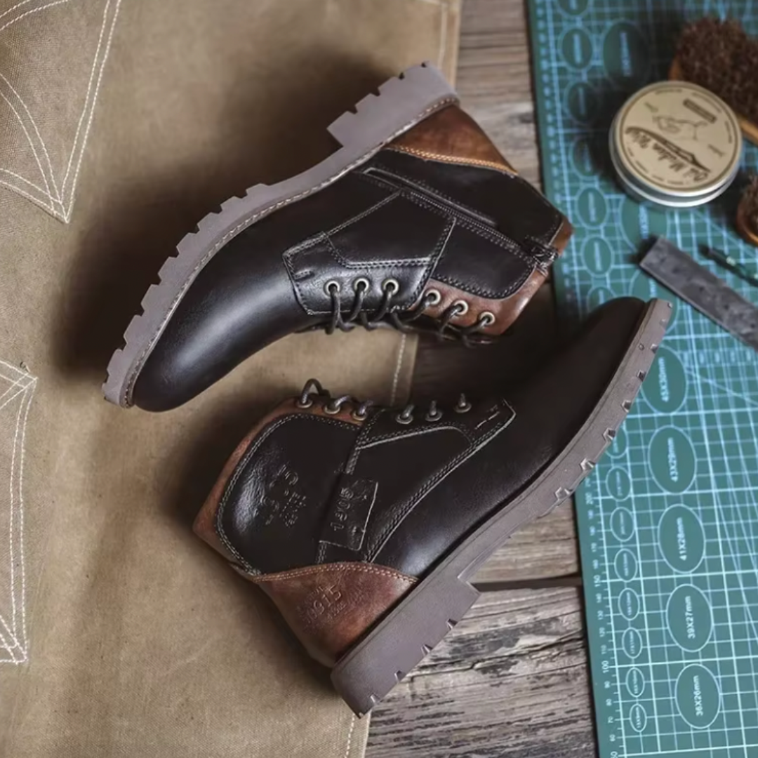 Moritz | Vintage Lederstiefel Herren Schnürstiefel mit Profilsohle