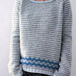 Noemi | Gestreifter Strickpullover Damen Rundhals Zickzack-Saum