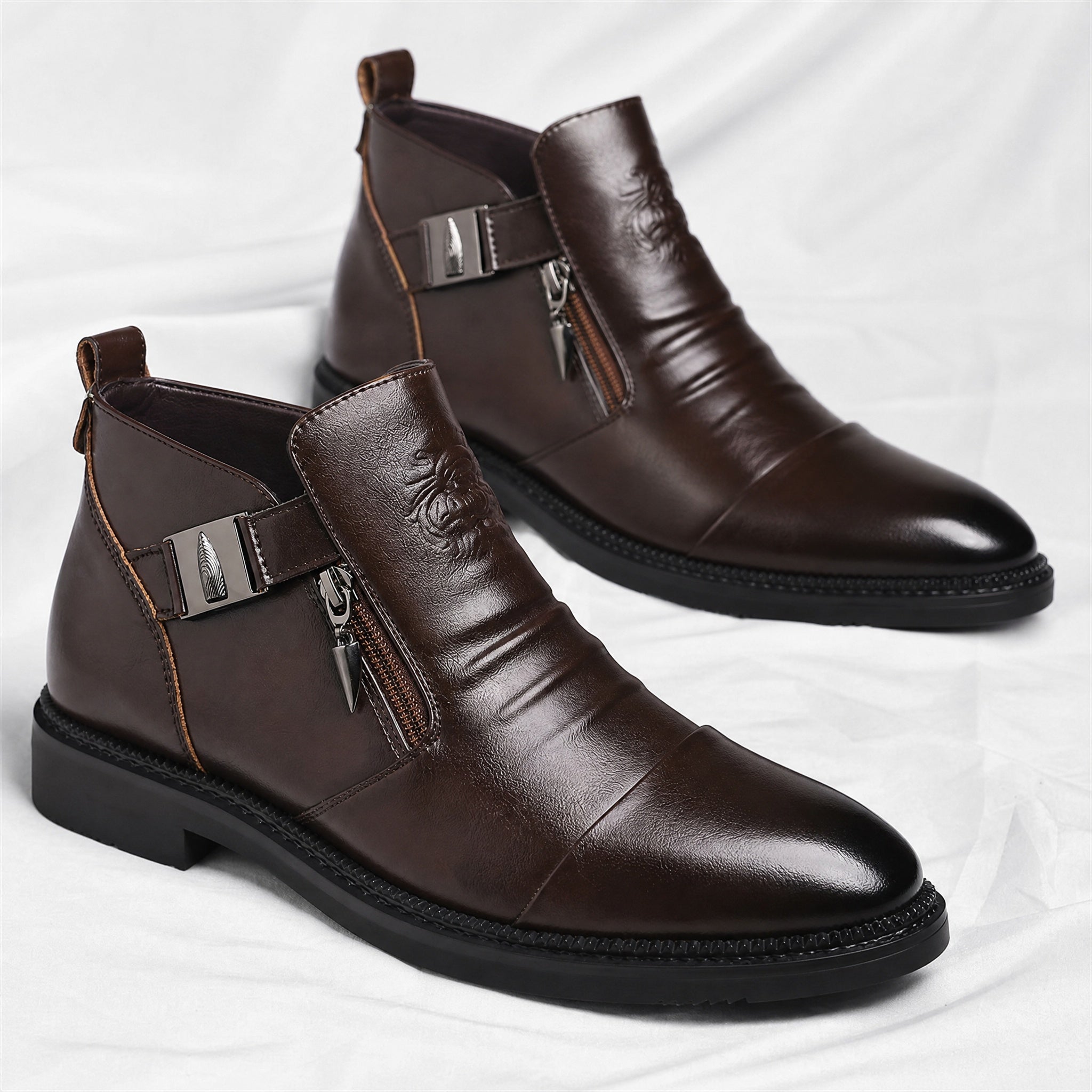 Patrick | Stiefel aus Leder Herren mit Reissverschluss und Schnalle