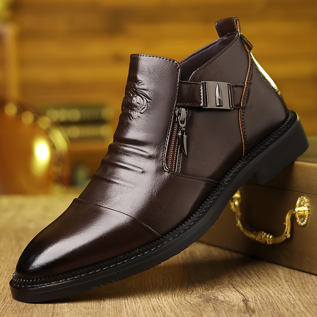 Patrick | Stiefel aus Leder Herren mit Reissverschluss und Schnalle