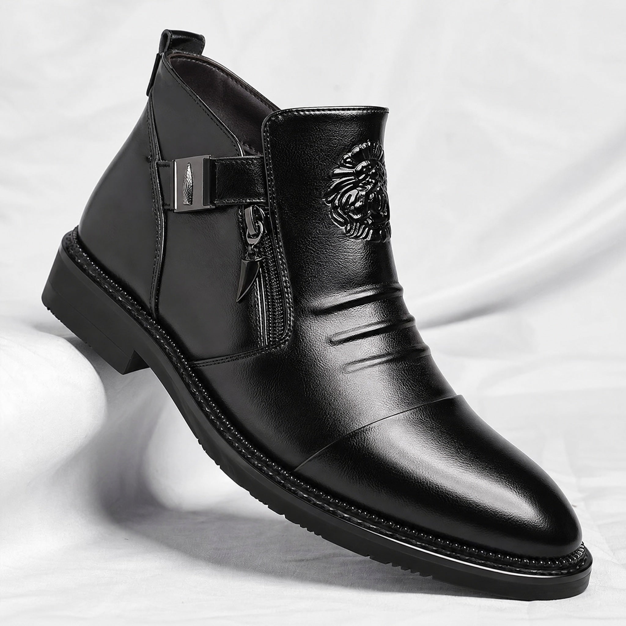 Patrick | Stiefel aus Leder Herren mit Reissverschluss und Schnalle