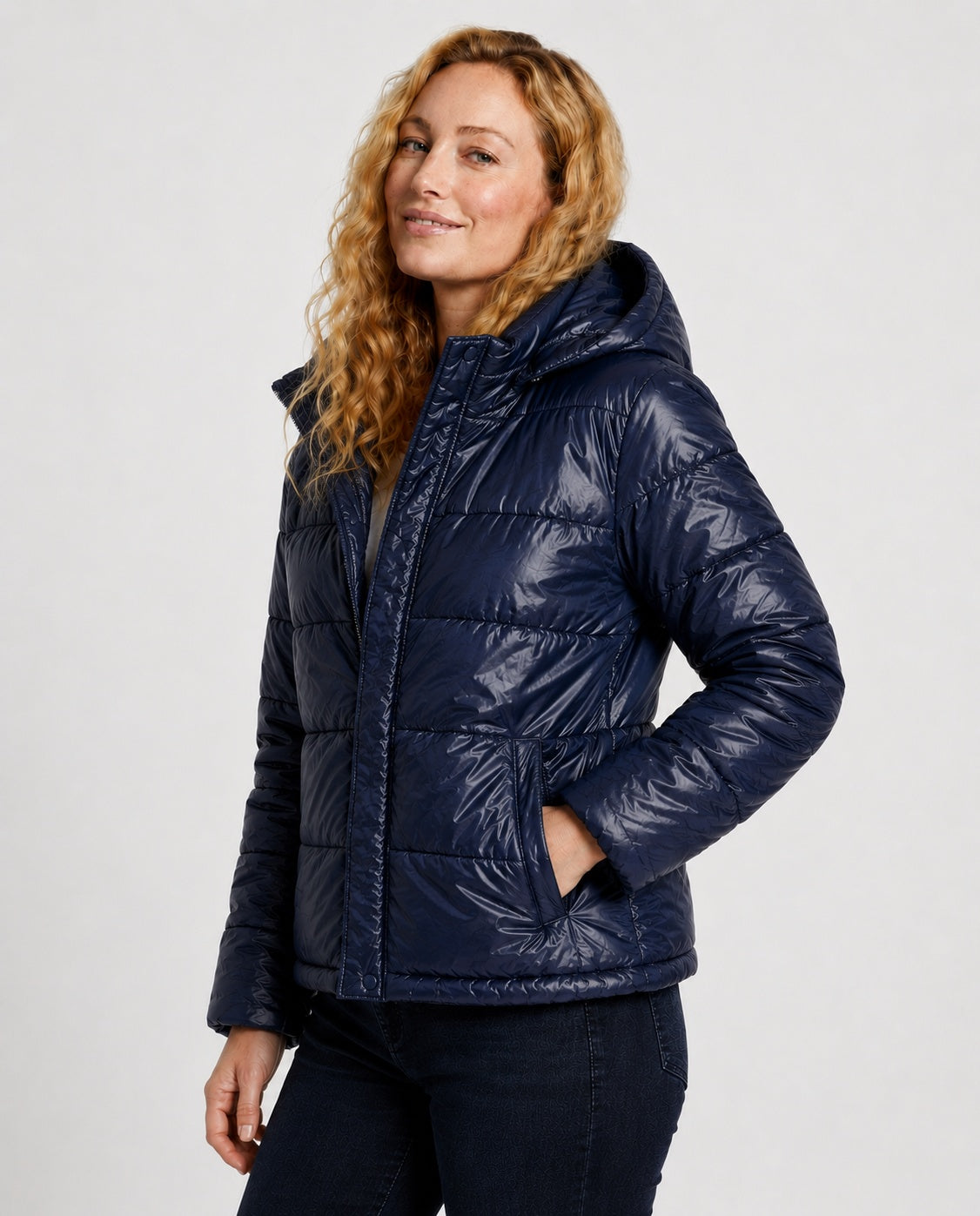 Paula | Daunenjacke Damen mit Kapuze Steppjacke Glanz