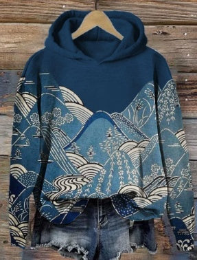 Paula | Hoodie Damen mit Japanischem Print Oversized Kapuzenpullover