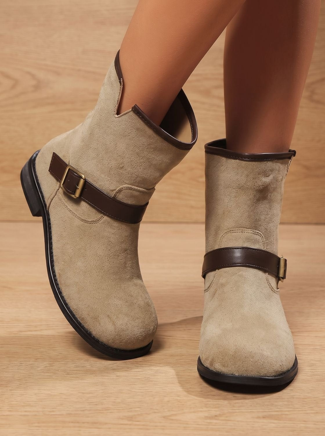 Priska | Chelsea Boots Damen Veloursleder Schnallenriemen