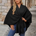 Priska | Poncho Damen Cape mit Knotendetail Elegant