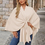 Priska | Poncho Damen Cape mit Knotendetail Elegant