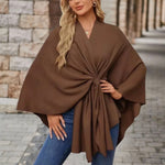 Priska | Poncho Damen Cape mit Knotendetail Elegant